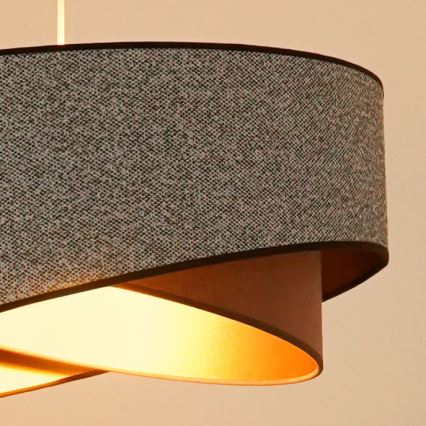 Brilagi - Candeeiro suspenso LED LYRA 1xE27/15W/230V cinzento/creme/dourado