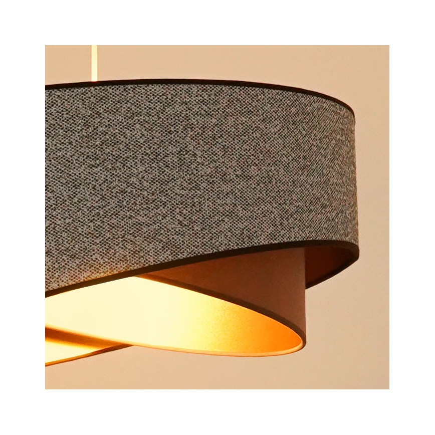 Brilagi - Candeeiro suspenso LED LYRA 1xE27/15W/230V cinzento/creme/dourado