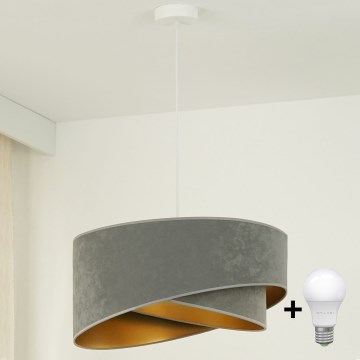 Brilagi - Candeeiro suspenso LED LYRA 1xE27/15W/230V cinzento/dourado