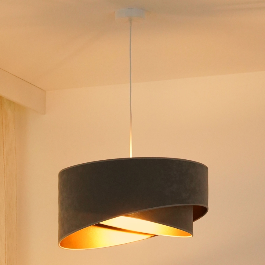 Brilagi - Candeeiro suspenso LED LYRA 1xE27/15W/230V cinzento/dourado