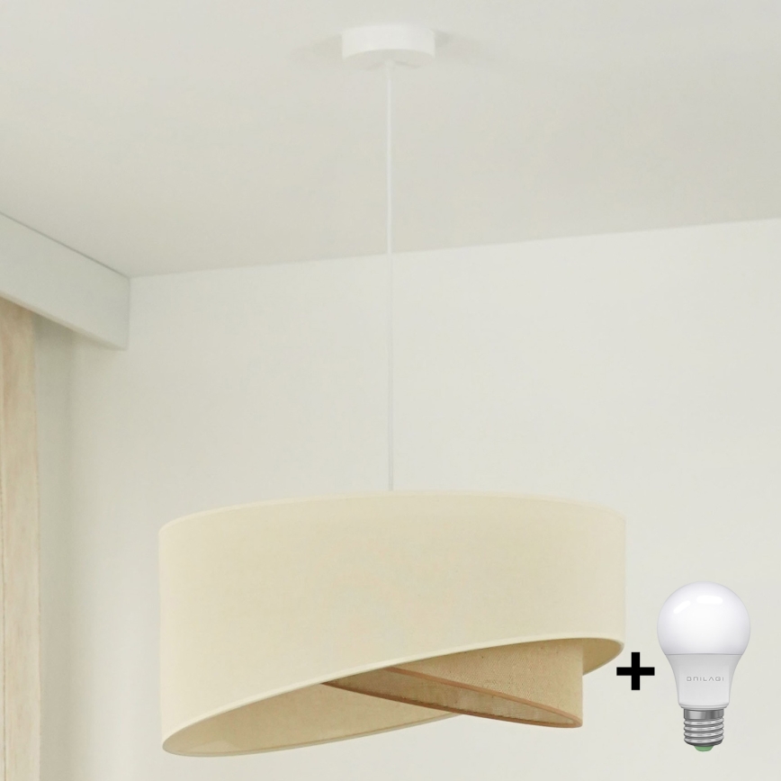 Brilagi - Candeeiro suspenso LED LYRA 1xE27/15W/230V creme/bege