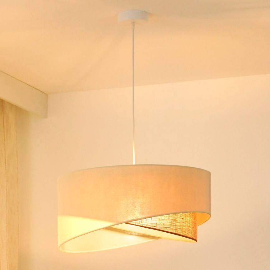 Brilagi - Candeeiro suspenso LED LYRA 1xE27/15W/230V creme/bege