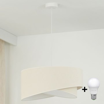 Brilagi - Candeeiro suspenso LED LYRA 1xE27/15W/230V creme/branco
