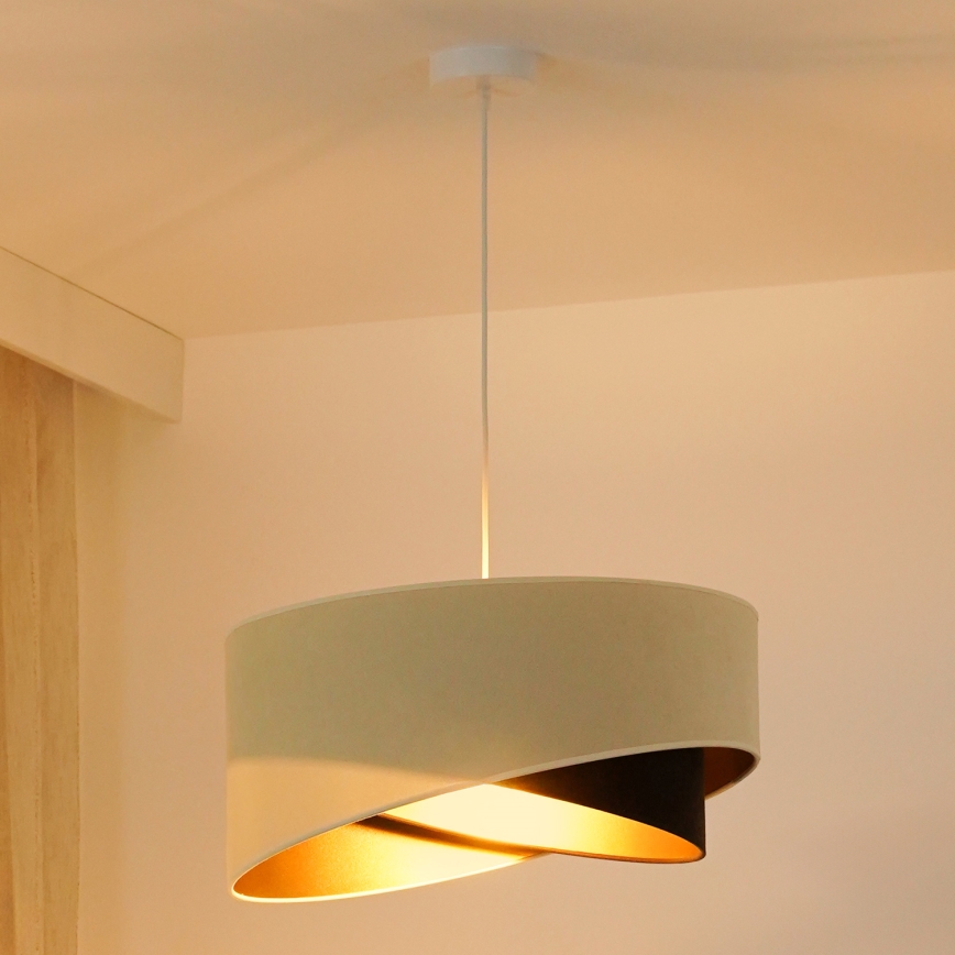 Brilagi - Candeeiro suspenso LED LYRA 1xE27/15W/230V creme/preto/dourado