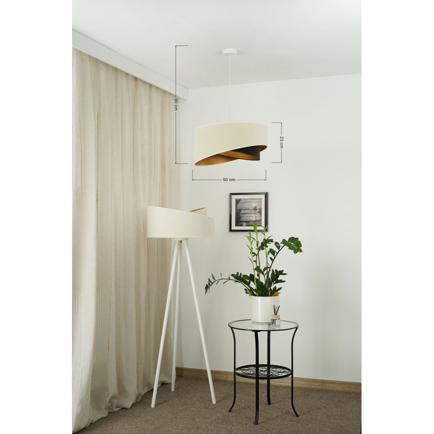 Brilagi - Candeeiro suspenso LED LYRA 1xE27/15W/230V creme/preto/dourado