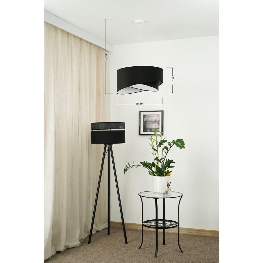 Brilagi - Candeeiro suspenso LED LYRA 1xE27/15W/230V preto/branco