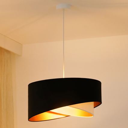 Brilagi - Candeeiro suspenso LED LYRA 1xE27/15W/230V preto/creme/dourado