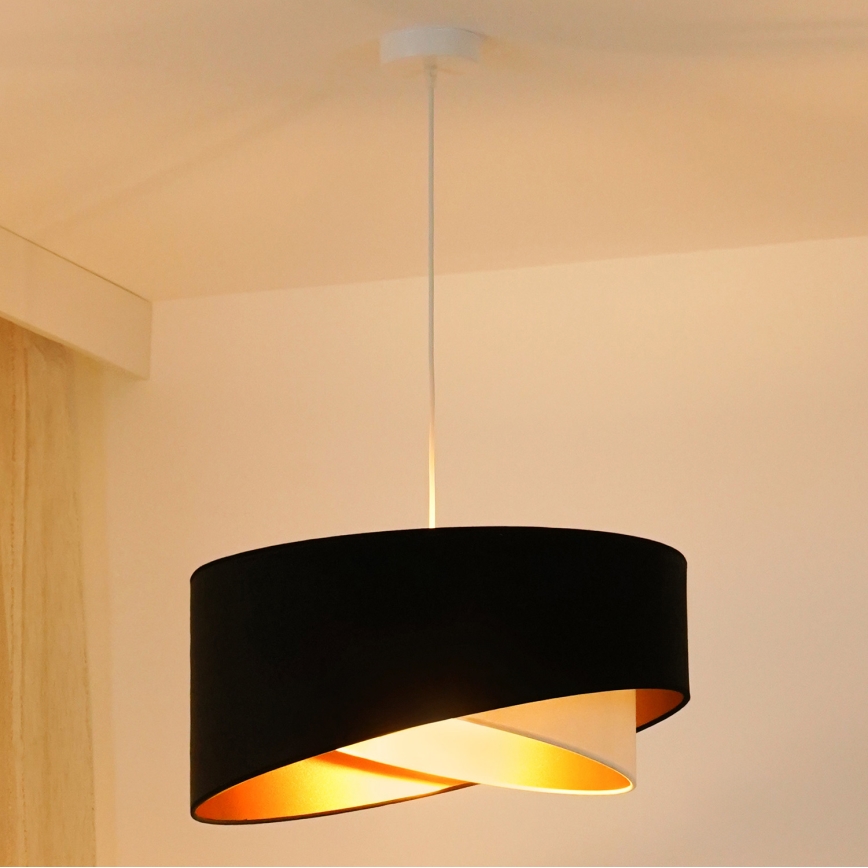 Brilagi - Candeeiro suspenso LED LYRA 1xE27/15W/230V preto/creme/dourado