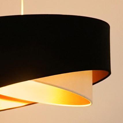 Brilagi - Candeeiro suspenso LED LYRA 1xE27/15W/230V preto/creme/dourado