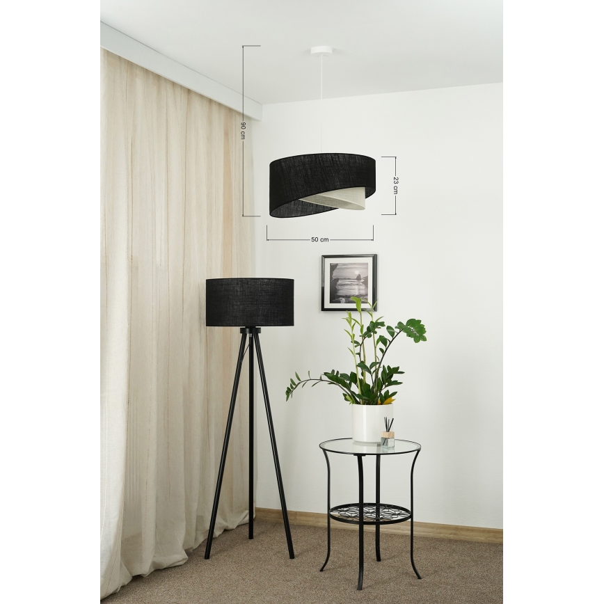 Brilagi - Candeeiro suspenso LED LYRA 1xE27/15W/230V preto/creme