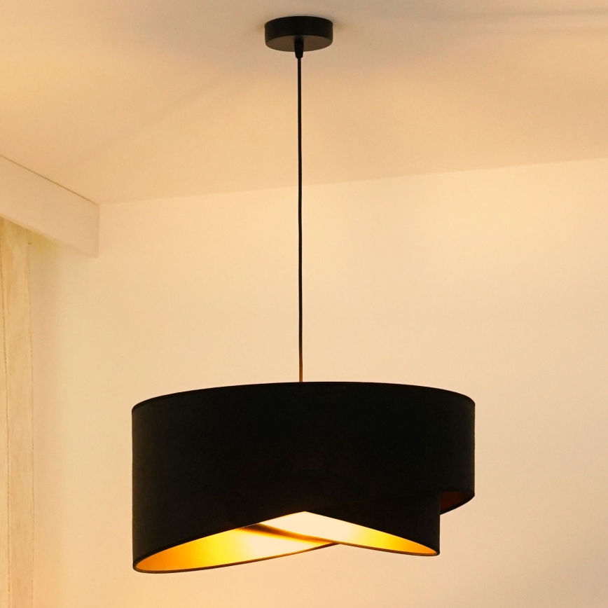 Brilagi - Candeeiro suspenso LED LYRA 1xE27/15W/230V preto/dourado