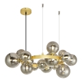 Brilagi - Candeeiro suspenso LED MILLA 15xG9/3W/230V dourado/fumado