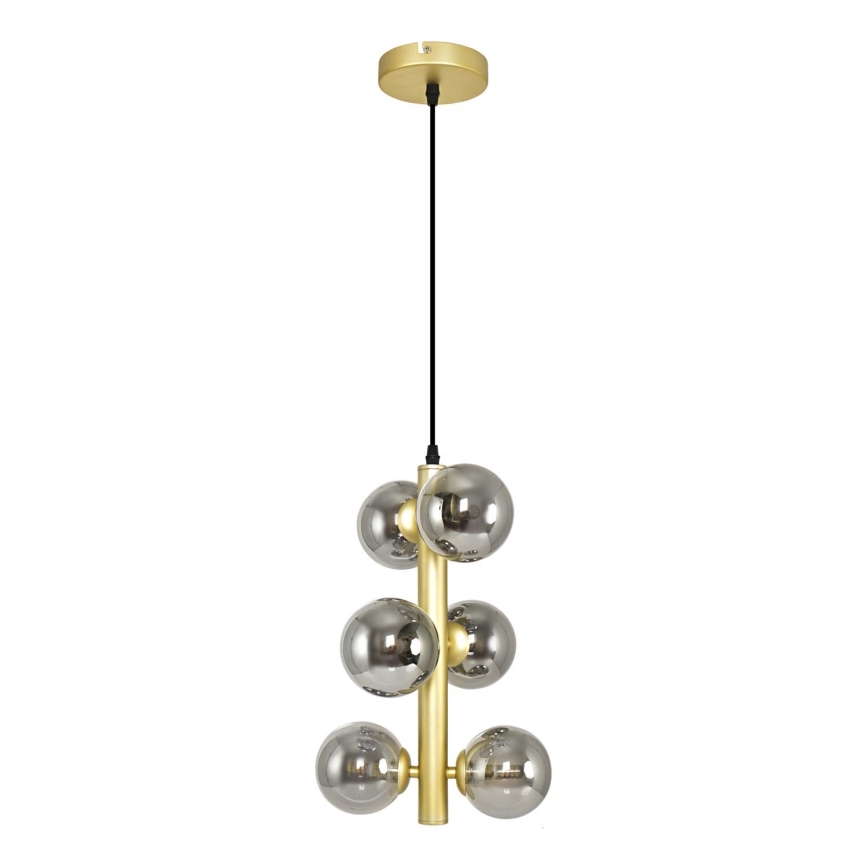 Brilagi - Candeeiro suspenso LED MILLA 6xG9/3W/230V dourado/fumado