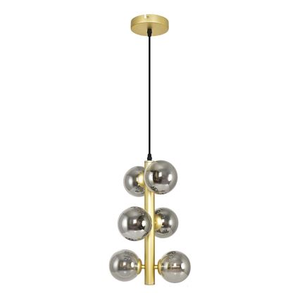 Brilagi - Candeeiro suspenso LED MILLA 6xG9/3W/230V dourado/fumado