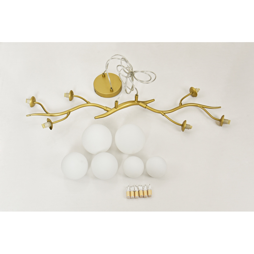 Brilagi - Candeeiro suspenso LED MISTEL 6xG9/3W/230V dourado/branco