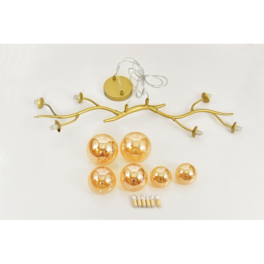 Brilagi - Candeeiro suspenso LED MISTEL 6xG9/3W/230V dourado