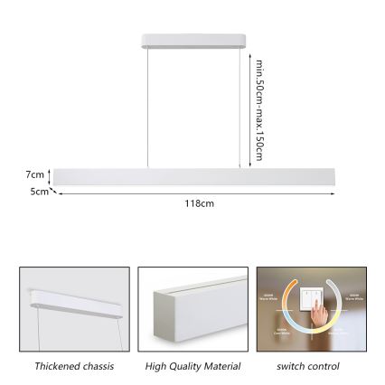 Brilagi - Candeeiro suspenso LED SLEEKLINE LED/40W/230V 3000/4500/6000K branco