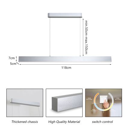 Brilagi - Candeeiro suspenso LED SLEEKLINE LED/40W/230V 3000/4500/6000K prateado