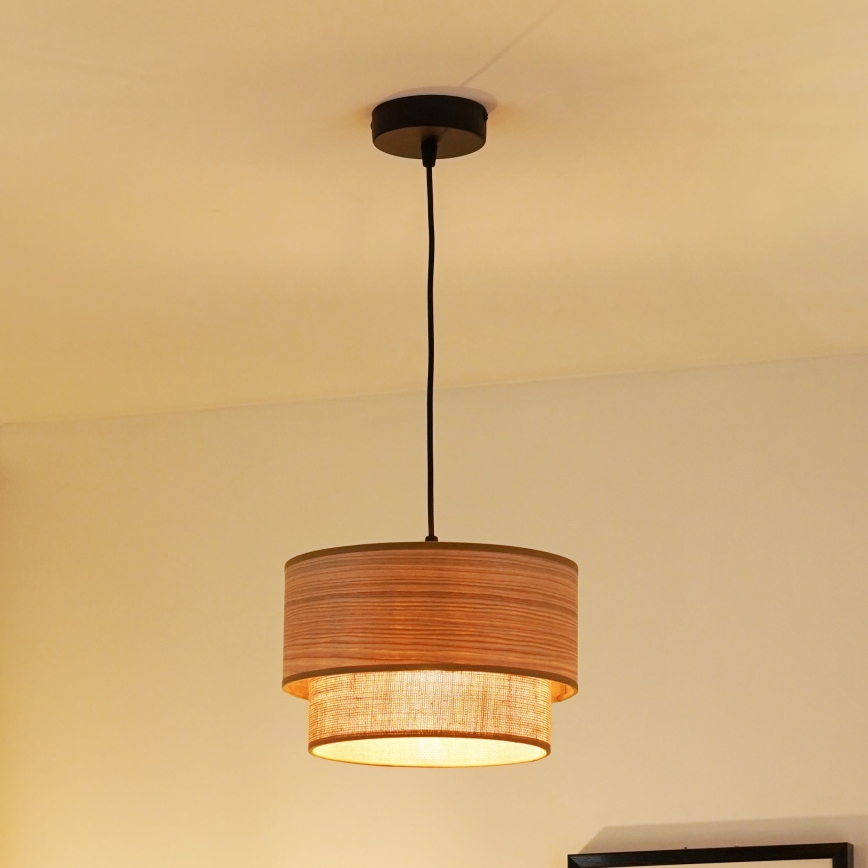 Brilagi - Candeeiro suspenso MONTANA BOHO 1xE27/15W/230V diâmetro 25 cm castanho/preto