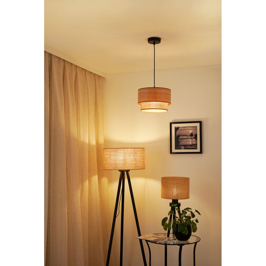 Brilagi - Candeeiro suspenso MONTANA BOHO 1xE27/15W/230V diâmetro 25 cm castanho/preto
