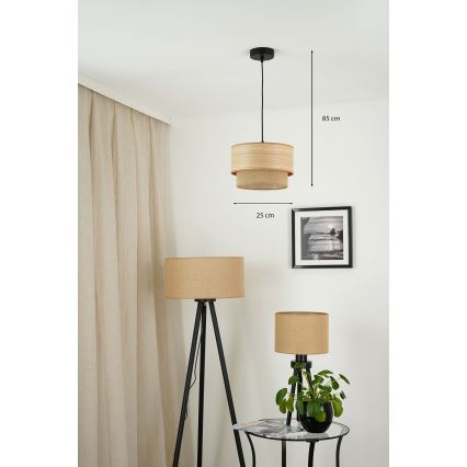 Brilagi - Candeeiro suspenso MONTANA BOHO 1xE27/15W/230V diâmetro 25 cm castanho/preto