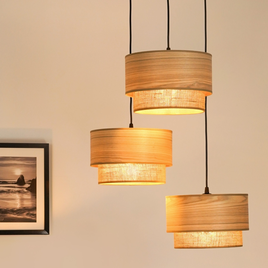 Brilagi - Candeeiro suspenso MONTANA BOHO 3xE27/15W/230V castanho/preto