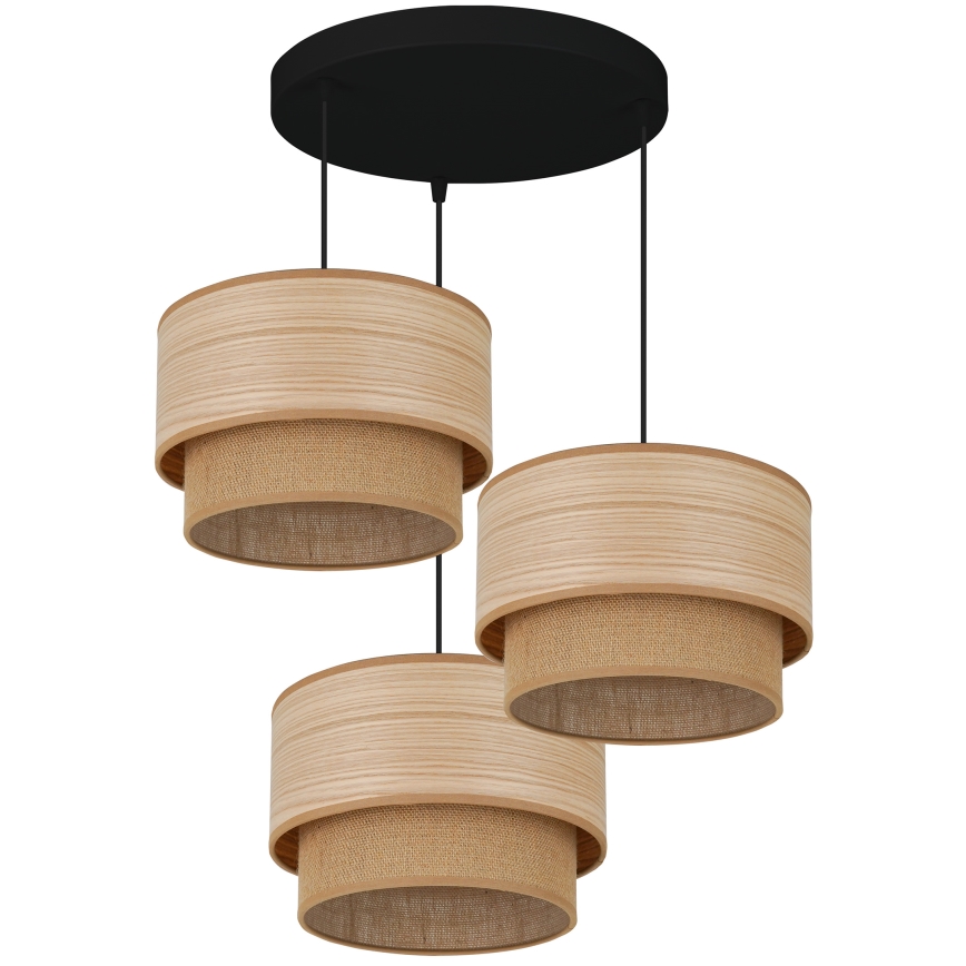 Brilagi - Candeeiro suspenso MONTANA BOHO 3xE27/15W/230V castanho/preto