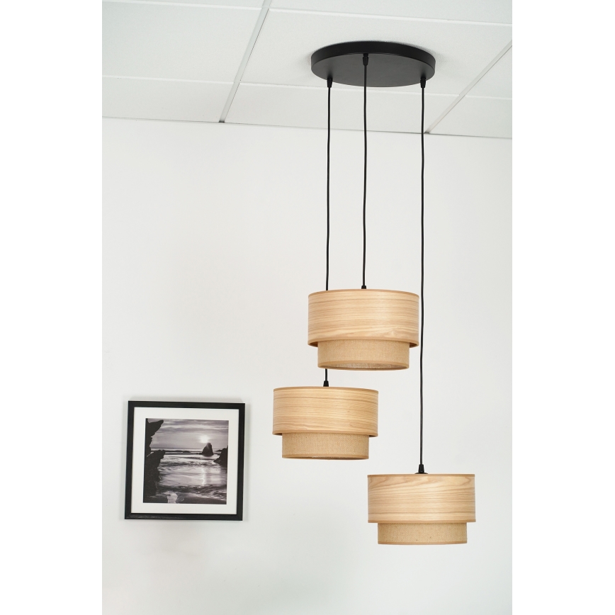 Brilagi - Candeeiro suspenso MONTANA BOHO 3xE27/15W/230V castanho/preto