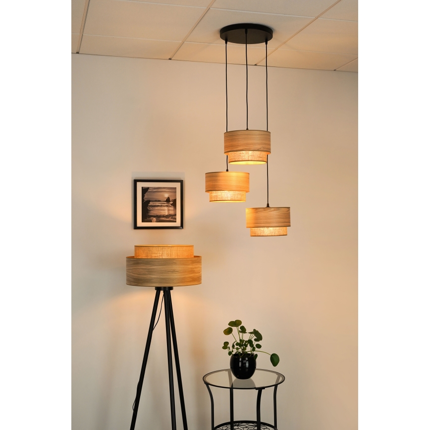 Brilagi - Candeeiro suspenso MONTANA BOHO 3xE27/15W/230V castanho/preto