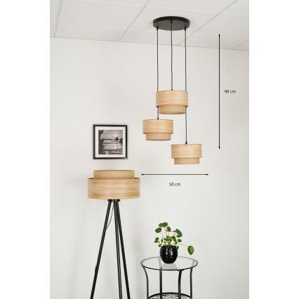 Brilagi - Candeeiro suspenso MONTANA BOHO 3xE27/15W/230V castanho/preto