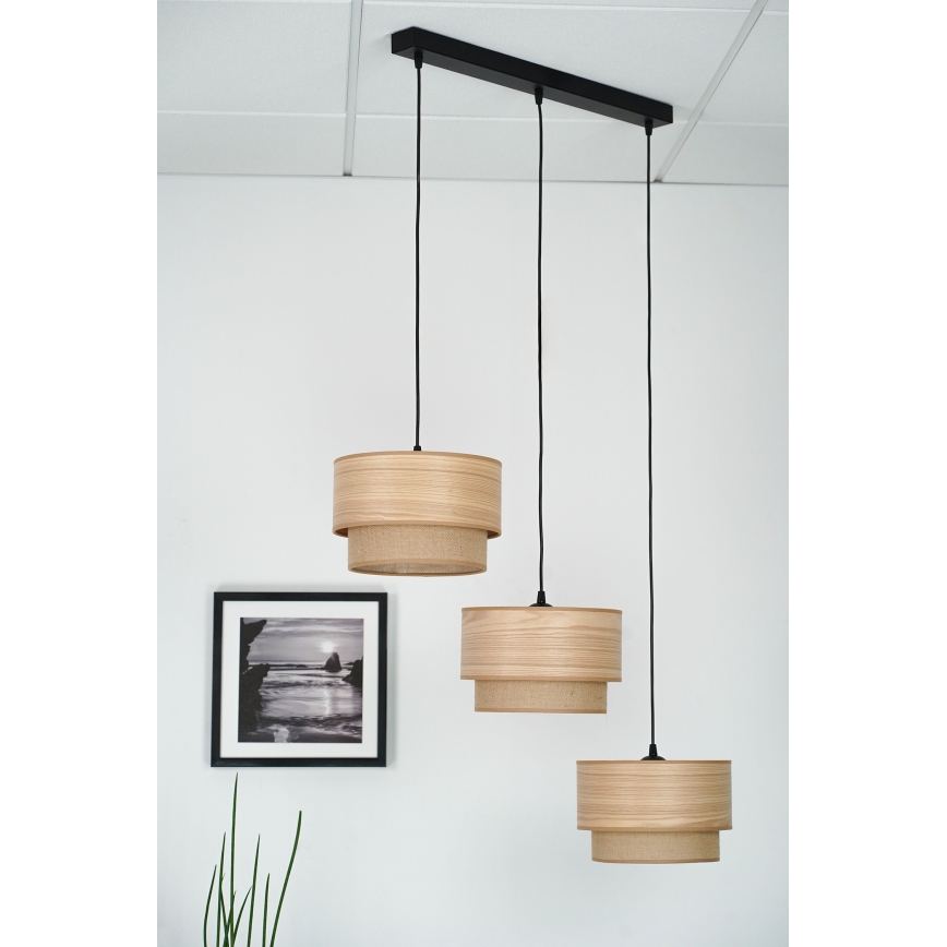 Brilagi - Candeeiro suspenso MONTANA BOHO 3xE27/15W/230V castanho/preto