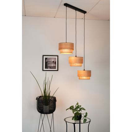 Brilagi - Candeeiro suspenso MONTANA BOHO 3xE27/15W/230V castanho/preto