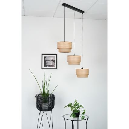Brilagi - Candeeiro suspenso MONTANA BOHO 3xE27/15W/230V castanho/preto