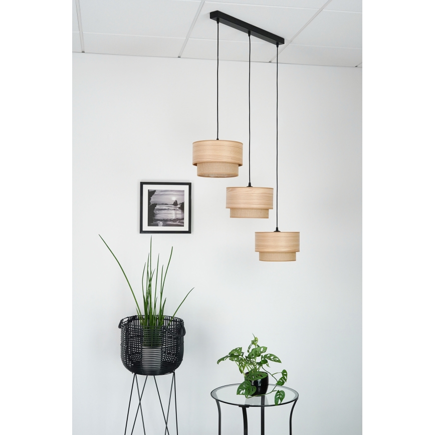 Brilagi - Candeeiro suspenso MONTANA BOHO 3xE27/15W/230V castanho/preto