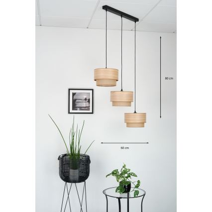 Brilagi - Candeeiro suspenso MONTANA BOHO 3xE27/15W/230V castanho/preto
