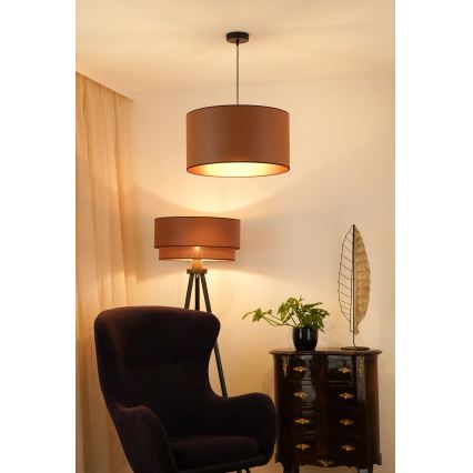 Brilagi - Candeeiro suspenso OREGON ROLLER VEGE 1xE27/15W/230V diâmetro 45 cm castanho