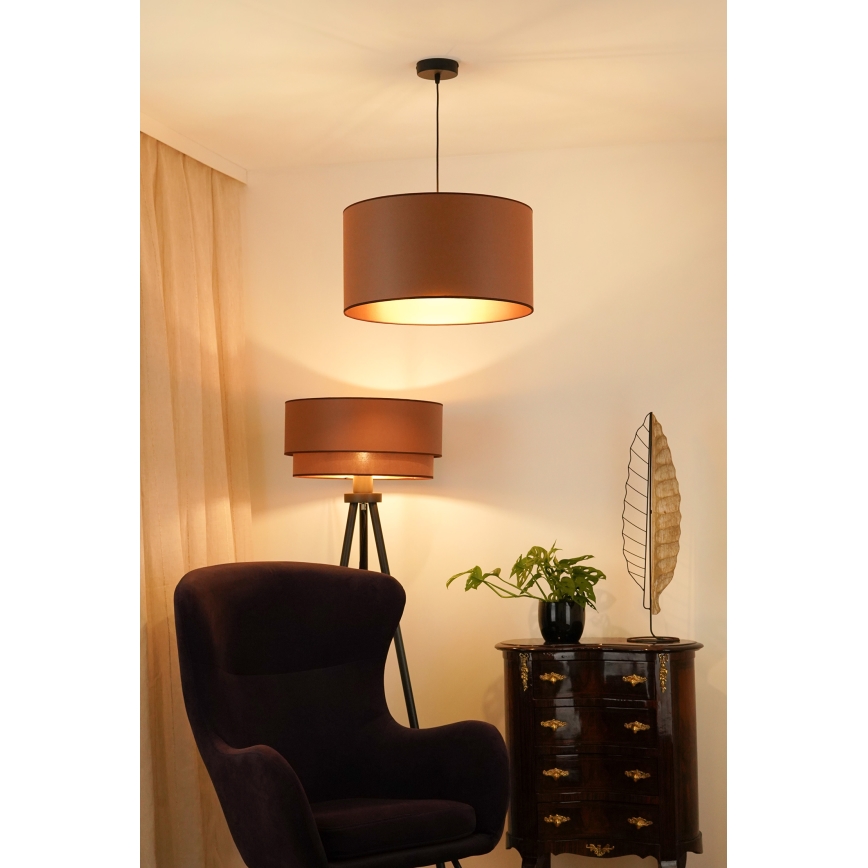 Brilagi - Candeeiro suspenso OREGON ROLLER VEGE 1xE27/15W/230V diâmetro 45 cm castanho