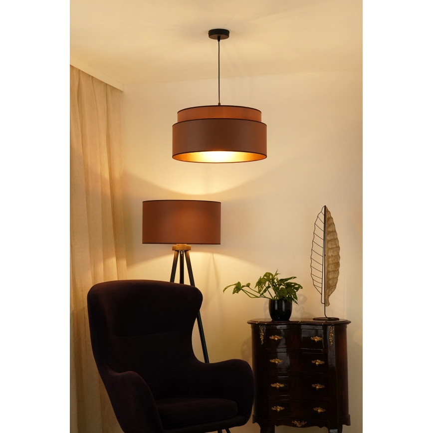 Brilagi - Candeeiro suspenso OREGON VEGE 1xE27/15W/230V diâmetro 45 cm castanho