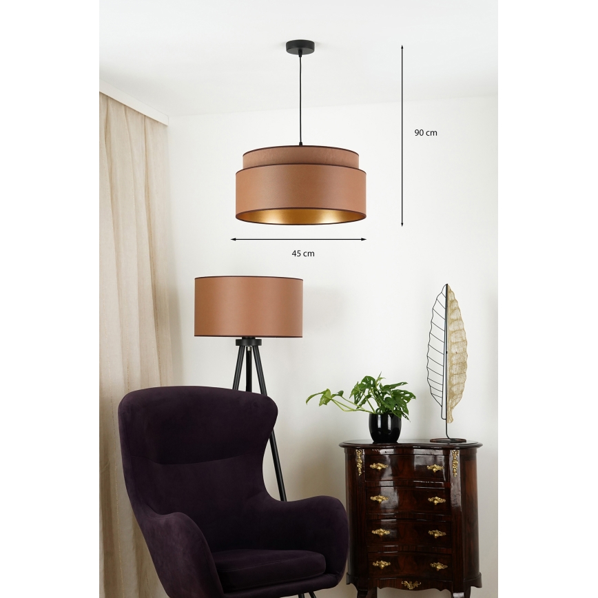 Brilagi - Candeeiro suspenso OREGON VEGE 1xE27/15W/230V diâmetro 45 cm castanho