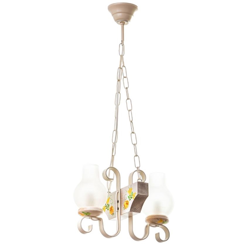 Brilagi - Candeeiro suspenso QUEEN 2xE14/40W/230V faia/creme