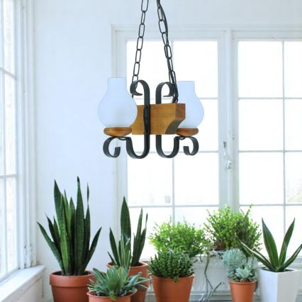 Brilagi - Candeeiro suspenso QUEEN 2xE14/40W/230V faia