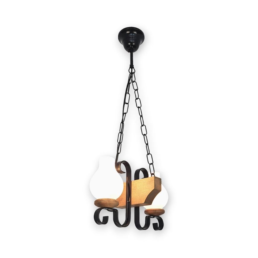 Brilagi - Candeeiro suspenso QUEEN 2xE14/40W/230V faia
