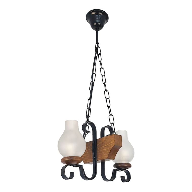 Brilagi - Candeeiro suspenso QUEEN 2xE14/40W/230V faia/nogueira