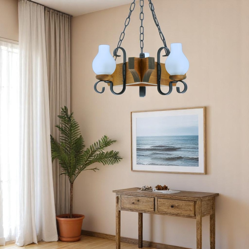 Brilagi - Candeeiro suspenso QUEEN 3xE14/40W/230V faia
