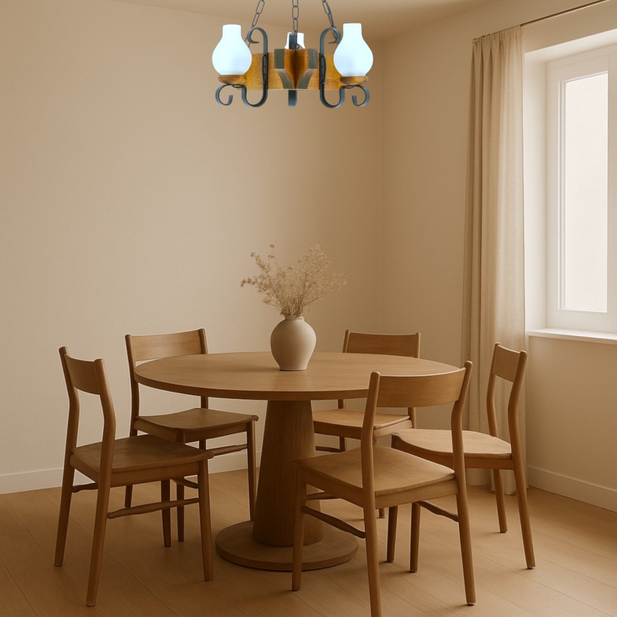 Brilagi - Candeeiro suspenso QUEEN 3xE14/40W/230V faia