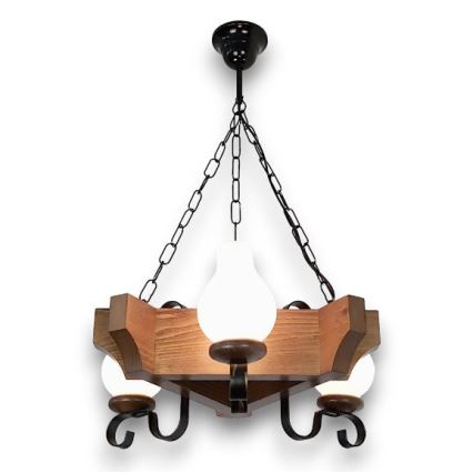 Brilagi - Candeeiro suspenso QUEEN 3xE14/40W/230V faia/nogueira