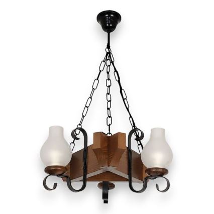 Brilagi - Candeeiro suspenso QUEEN 3xE14/40W/230V faia/nogueira
