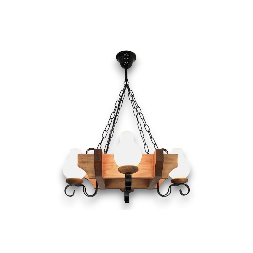 Brilagi - Candeeiro suspenso QUEEN 4xE14/40W/230V faia