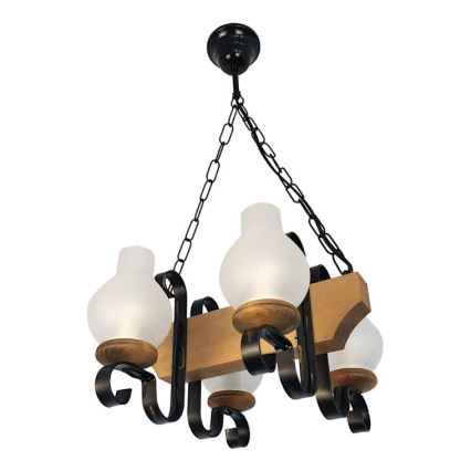 Brilagi - Candeeiro suspenso QUEEN 4xE14/40W/230V faia