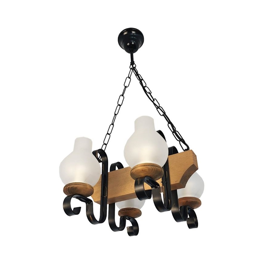 Brilagi - Candeeiro suspenso QUEEN 4xE14/40W/230V faia